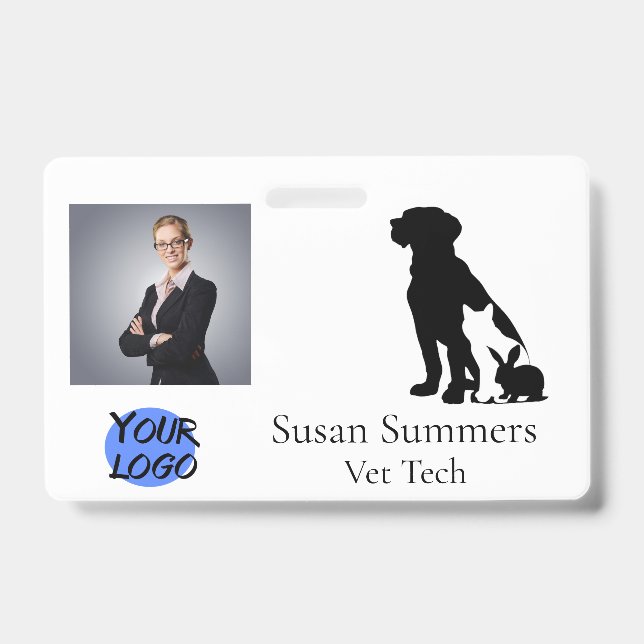 Veterinarian Groomer Pet Dog Cat Business Badge (Front)