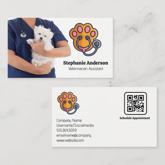 Veterinarian Holding Dog Business Card (Front/Back)