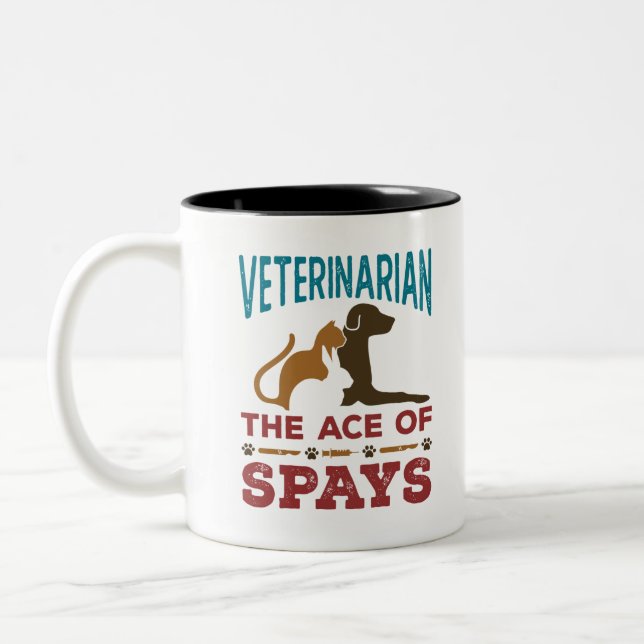 Veterinarian Joke The Ace of Spays Two-Tone Coffee Mug (Left)