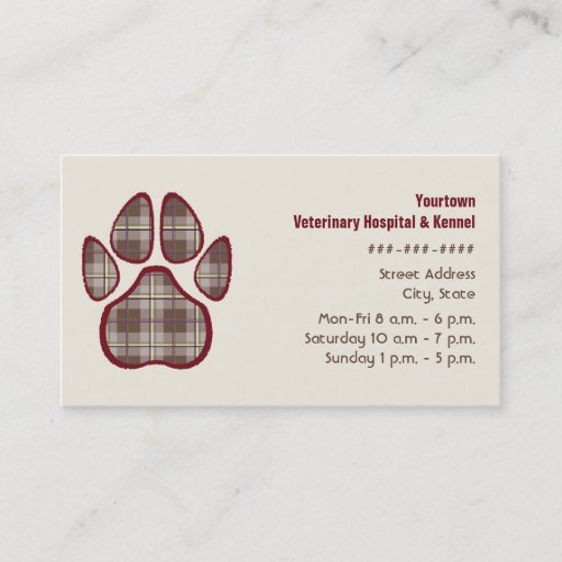 Customizable Veterinarian &amp; Kennel Business Card - Brown Plaid