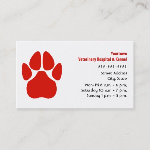 Veterinarian  Kennel Business Card _ Red Paw