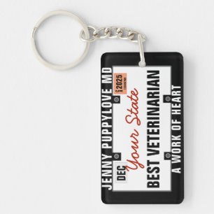 Veterinarian License Plate Keychain