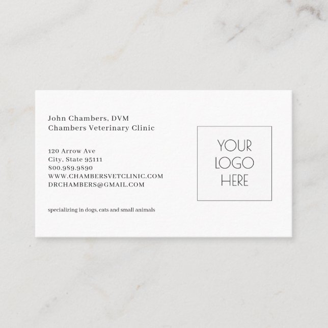 Veterinarian Logo Business & Appointment Reminder Business Card (Front)