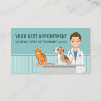 Veterinarian Man Animal Doctor Cat Dog Custom Appointment Card