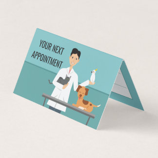 Veterinarian Man & Animals - Customer Appointment Business Card