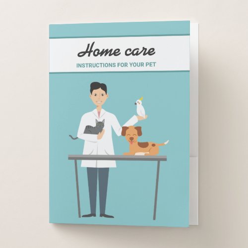 Veterinarian Man _ Pet Home Care Instructions Pocket Folder