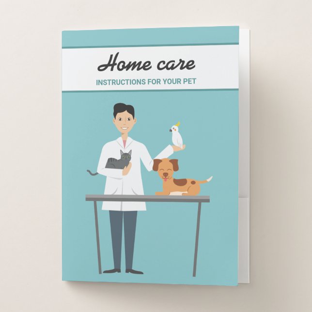 Veterinarian Man - Pet Home Care Instructions Pocket Folder (Front)