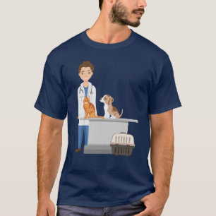 Veterinarian Man Vet Clinic With Pet Cat And Dog T-Shirt