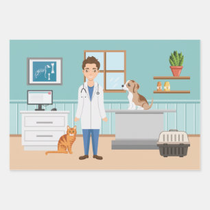 Veterinarian Man Vet Guy Animal Pet Doctor Blue Wrapping Paper Sheets