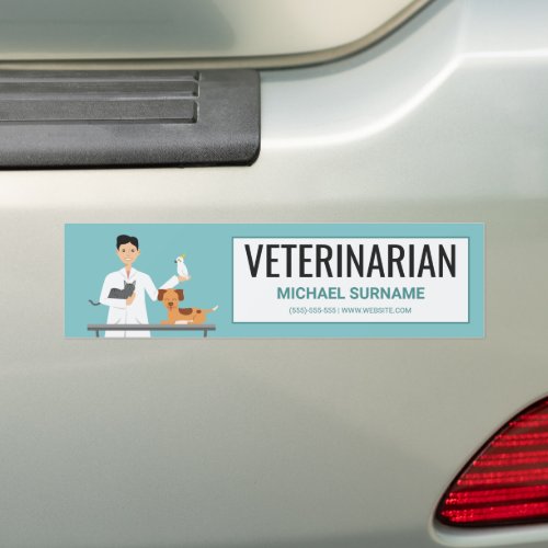 Veterinarian Man With Animals  Custom Text Bumper Sticker