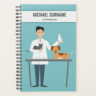 Veterinarian Man With Animals & Custom Text Planner