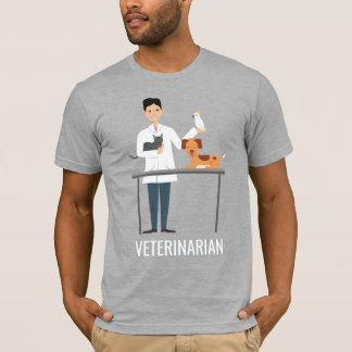 Veterinarian Man With Animals &amp; Custom Text T-Shirt