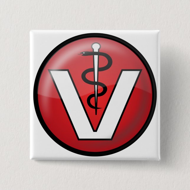 Veterinarian Medical Symbol Button (Front)
