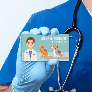 Veterinarian Medical Vet Man Pet Animal Doctor Business Card