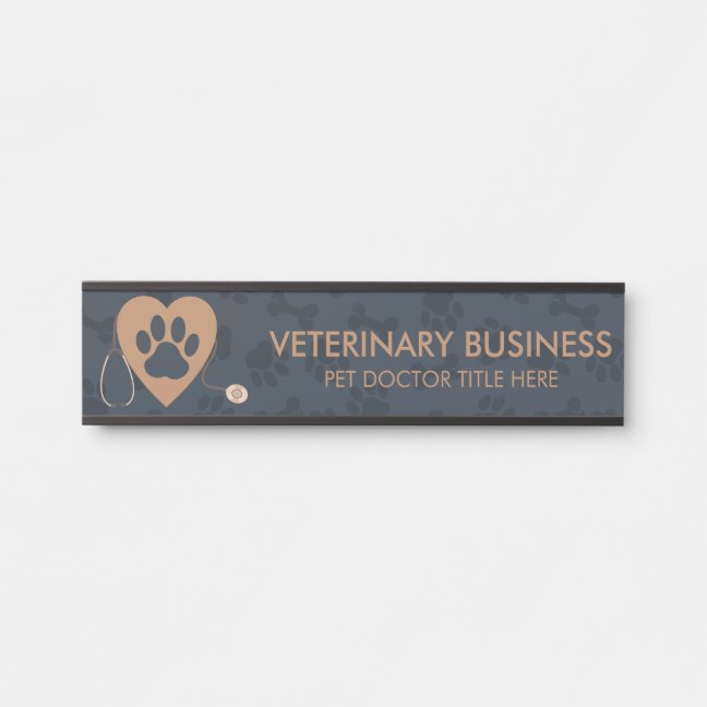 Veterinarian Navy Paws Heart Stethescope Pet Door Sign