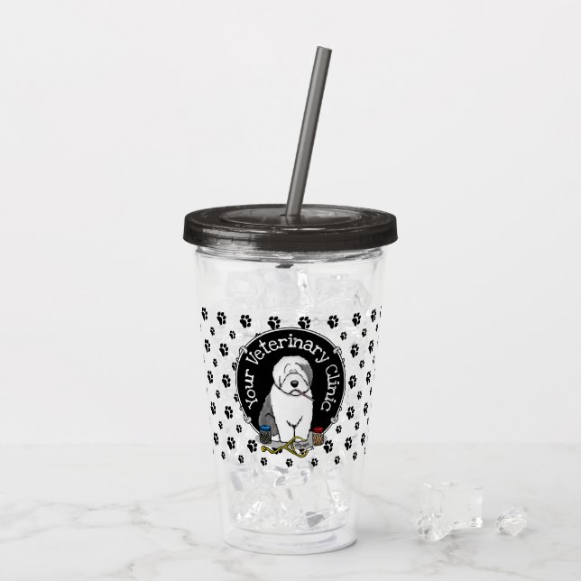 Veterinarian Old English Sheepdog Gray 1 Cute Vet Acrylic Tumbler (Back Ice)