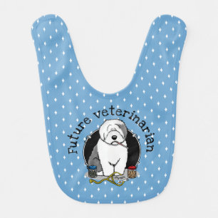 Veterinarian Old English Sheepdog Gray 1 Cute Vet Baby Bib
