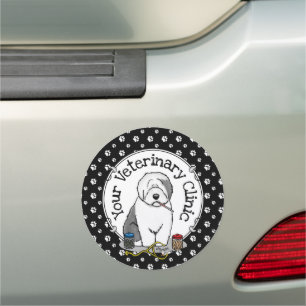 Veterinarian Old English Sheepdog Gray 1 Cute Vet Car Magnet
