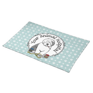 Veterinarian Old English Sheepdog Gray 1 Cute Vet Cloth Placemat