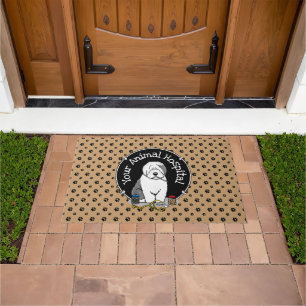 Veterinarian Old English Sheepdog Gray 1 Cute Vet Doormat