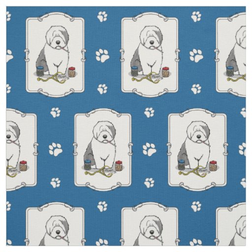 Veterinarian Old English Sheepdog Gray 1 Cute Vet Fabric