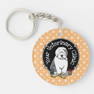Veterinarian Old English Sheepdog Gray 1 Cute Vet Keychain