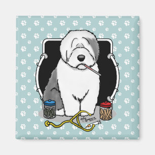 Veterinarian Old English Sheepdog Gray 1 Cute Vet Magnet