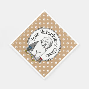 Veterinarian Old English Sheepdog Gray 1 Cute Vet Napkins