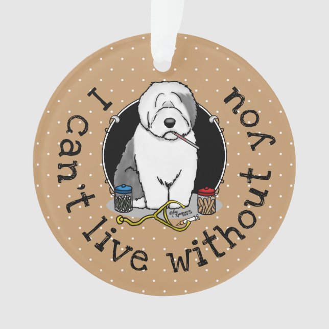Veterinarian Old English Sheepdog Gray 1 Cute Vet Ornament (Front)
