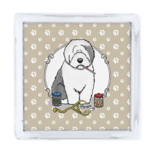 Veterinarian Old English Sheepdog Gray 1 Cute Vet Silver Finish Lapel Pin
