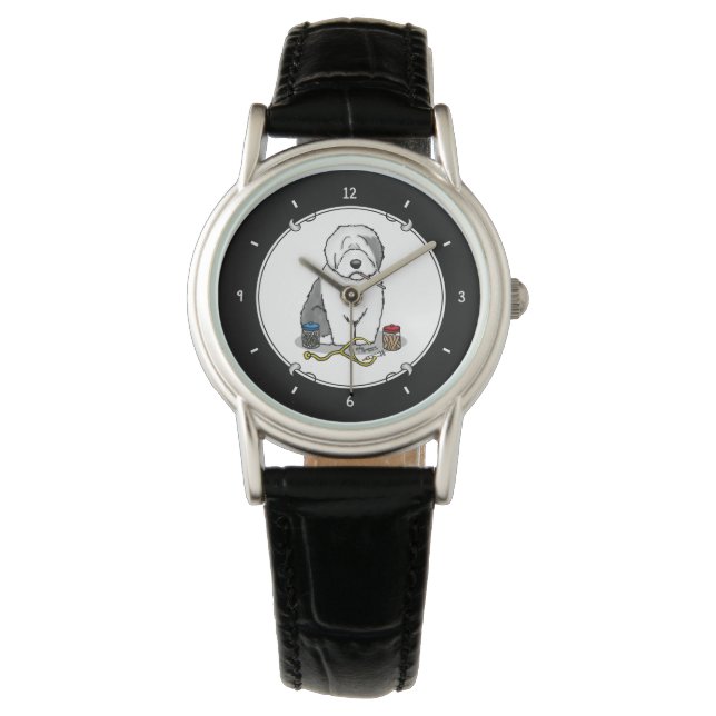 Veterinarian Old English Sheepdog Gray 1 Cute Vet Watch (Front)