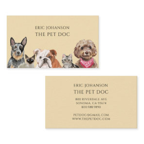 Veterinarian Painted Cats Dogs Business Card