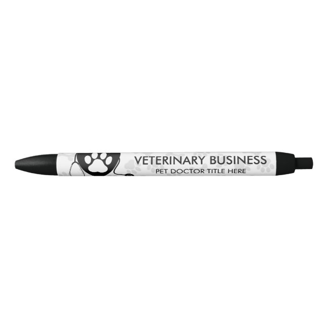 Veterinarian Paw Heart Stethescope Pet logo Pen