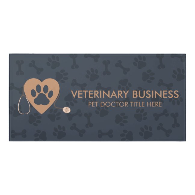 Veterinarian Paw Navy Heart Stethescope Pet Door Sign