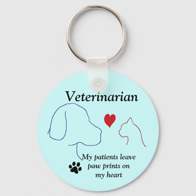 Veterinarian- Paw Prints on My Heart #2 Keychain (Front)