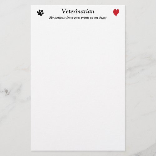 Veterinarian _ Paw Prints on My Heart 2 Stationery