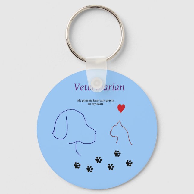 Veterinarian-Paw prints on my heart Keychain (Front)