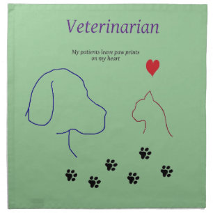 Veterinarian-Paw prints on my heart Napkin
