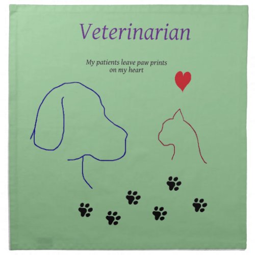 Veterinarian_Paw prints on my heart Napkin