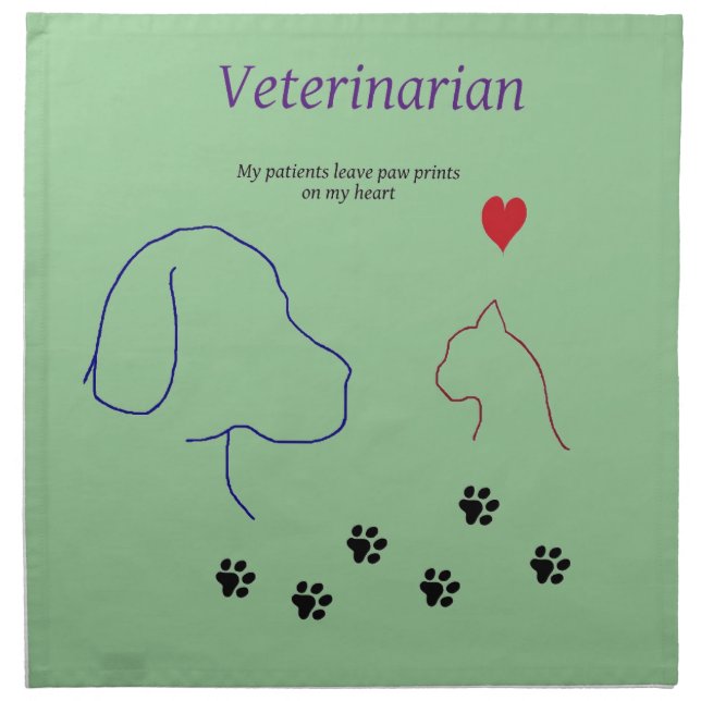 Veterinarian-Paw prints on my heart Napkin (Front)