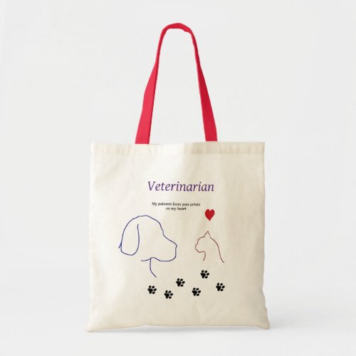 Veterinarian_Paw prints on my heart Tote Bag