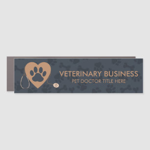 Veterinarian Paws Stethescope Pet Navy Car Magnet