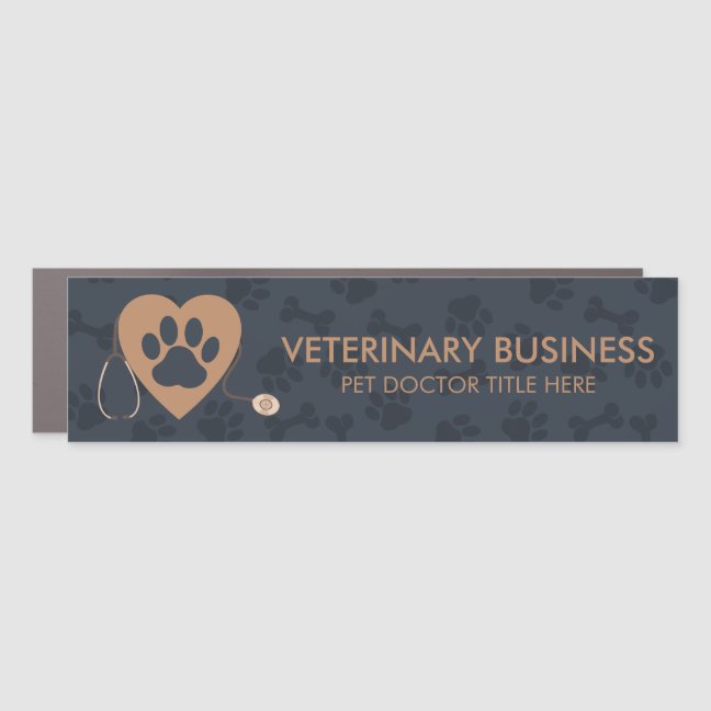 Veterinarian Paws Stethescope Pet Navy Car Magnet