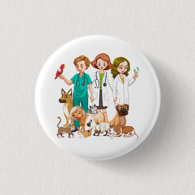 Veterinarian People Background Button (Front)