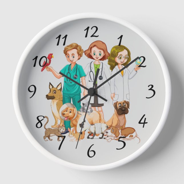 Veterinarian People Background round clock (Front)