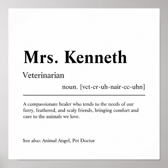 Veterinarian Personalized Gift Poster (Front)
