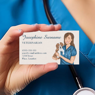 Veterinarian Pet Animal Doctor Vet Girl With Puppy Business Card