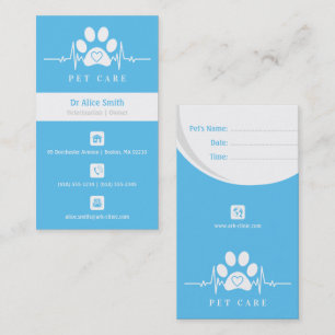 Veterinarian Pet Care Info Appointment Card
