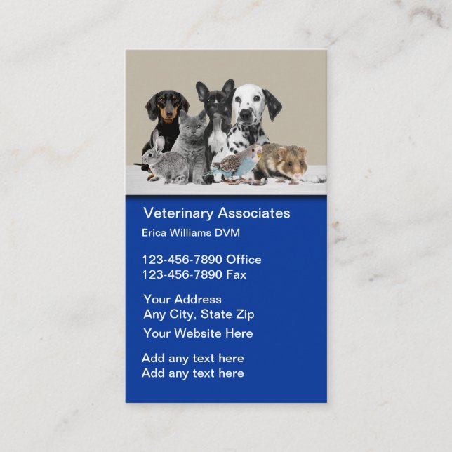 Veterinarian Pet Doctor Business Cards (Front)