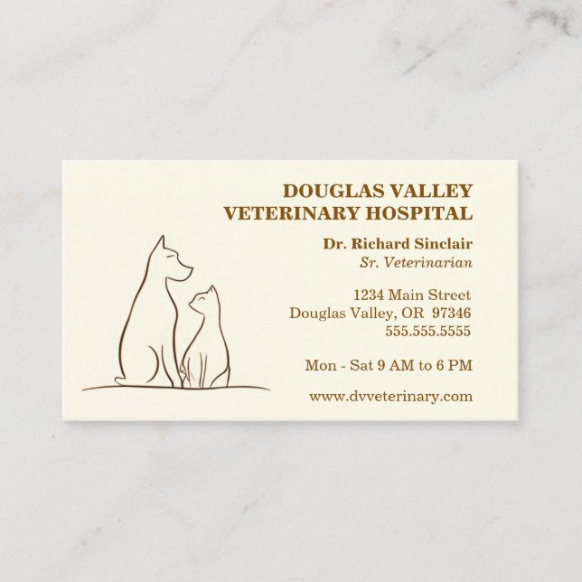 Veterinarian Pet Services Business Card (Front)